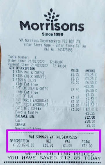 Morrisons vat receipt